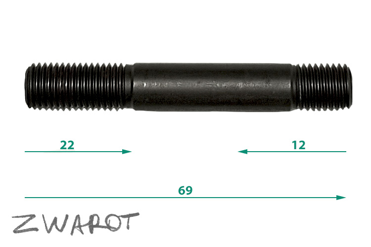 Шпилька M10L70, шаг - 1.25; 2098-020-008