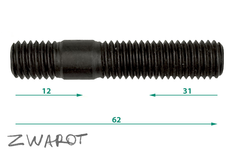 Шпилька M10L62, шаг - 1.50; 2098-020-032